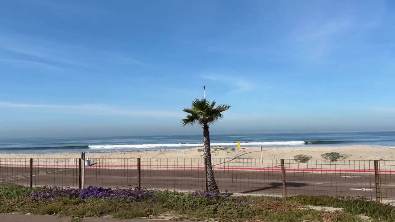 Driving by Silver Strand State Beach on Pacific Ocean Coastline of California USA, Car Right Seat Point of View