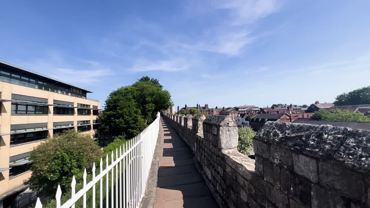 Walking on York's City Walls Fenced