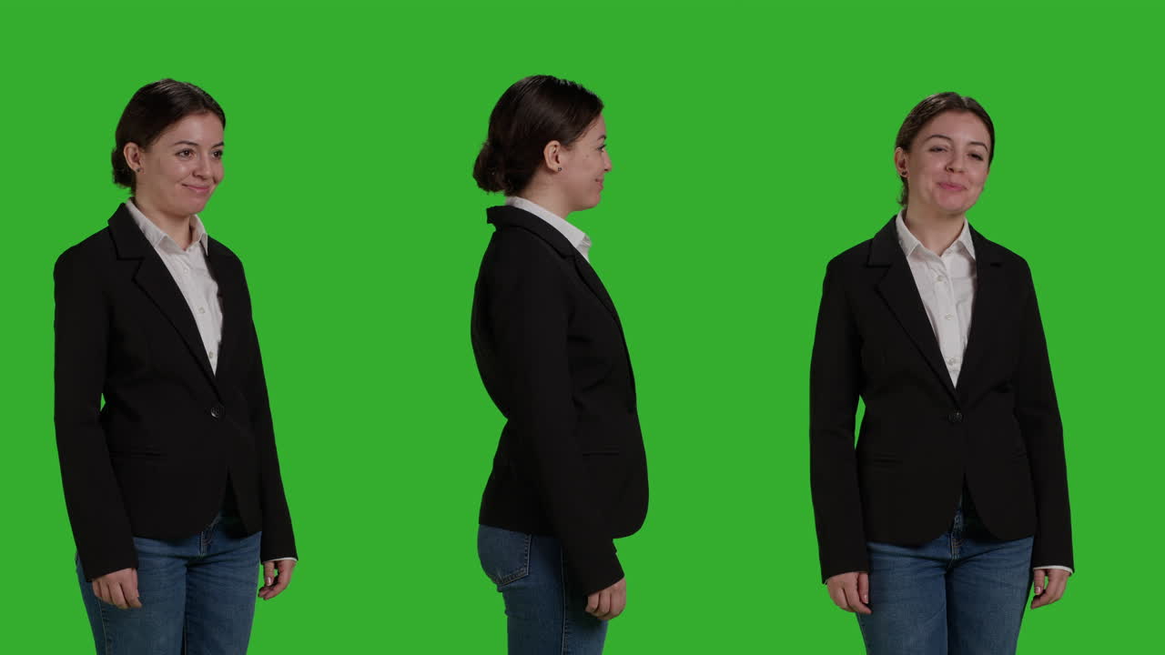 Businesswoman in Suit Posing in Studio