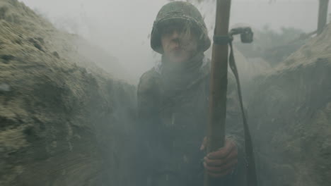 soldiers in a trench during a war