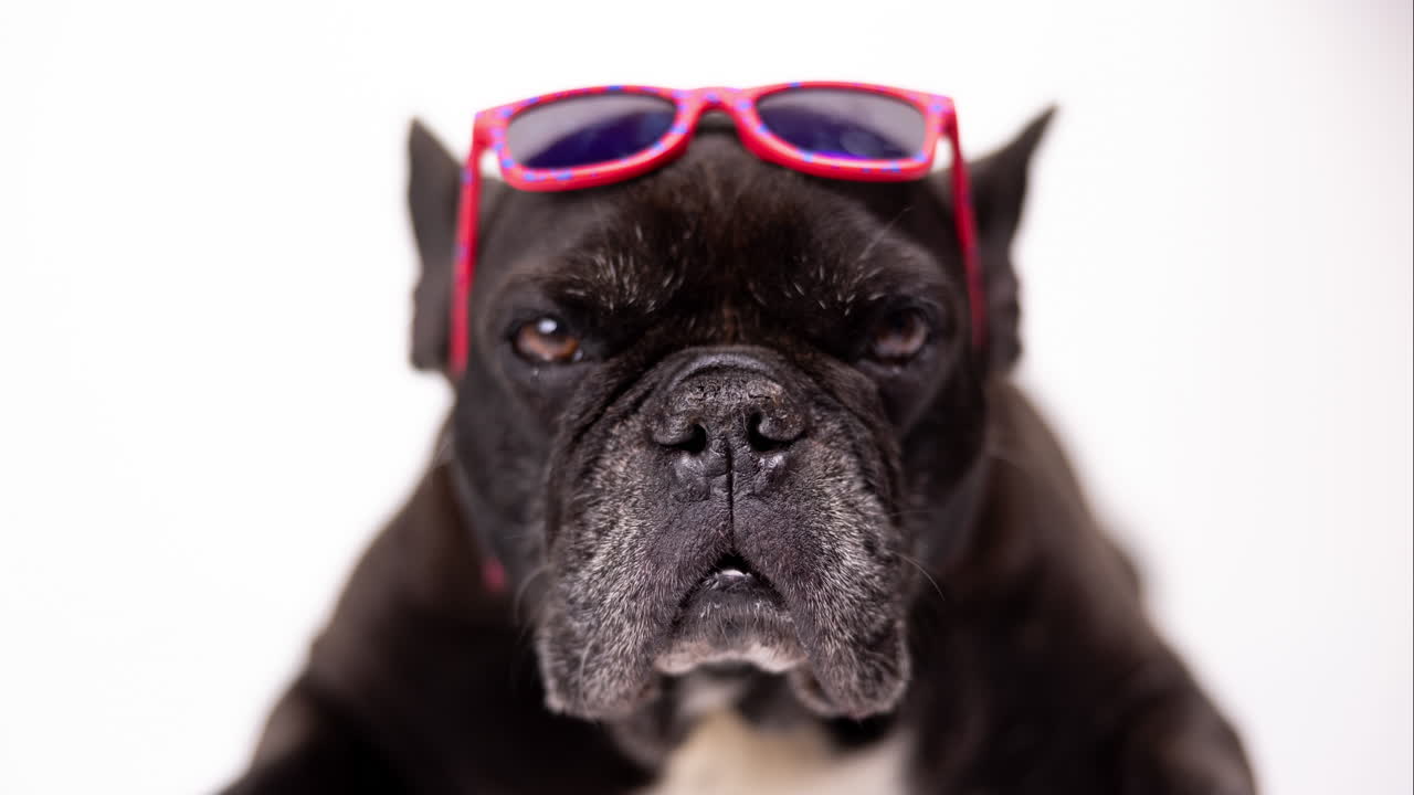 Bulldog francese con gli occhiali da sole