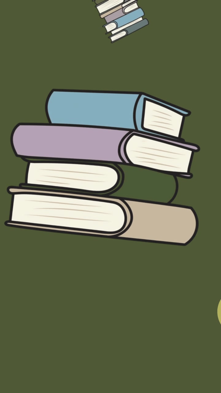 Animazione di punti luminosi su libri su sfondo verde