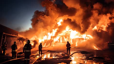 urgent: night fire engulfs warehouse, firefighters respond