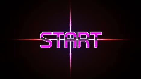 animation of start text over light trails on black background
