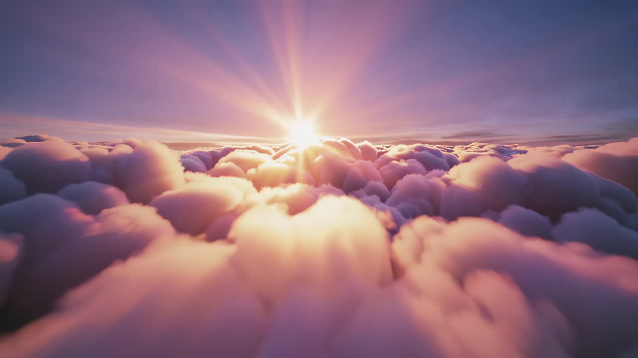 Sunrise or Sunset Through Fluffy Clouds