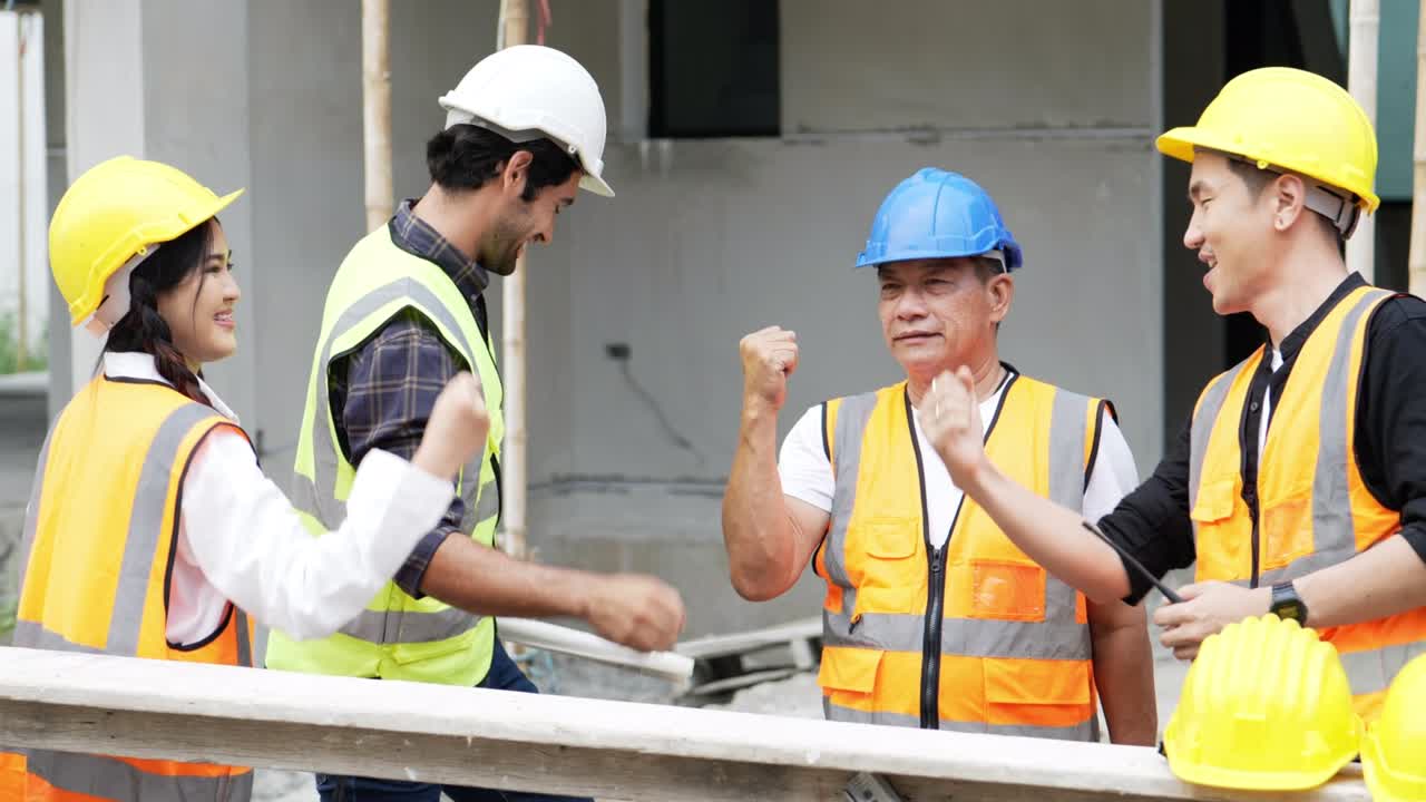 4 명의 토목 엔지니어가 손으로 조정합니다.