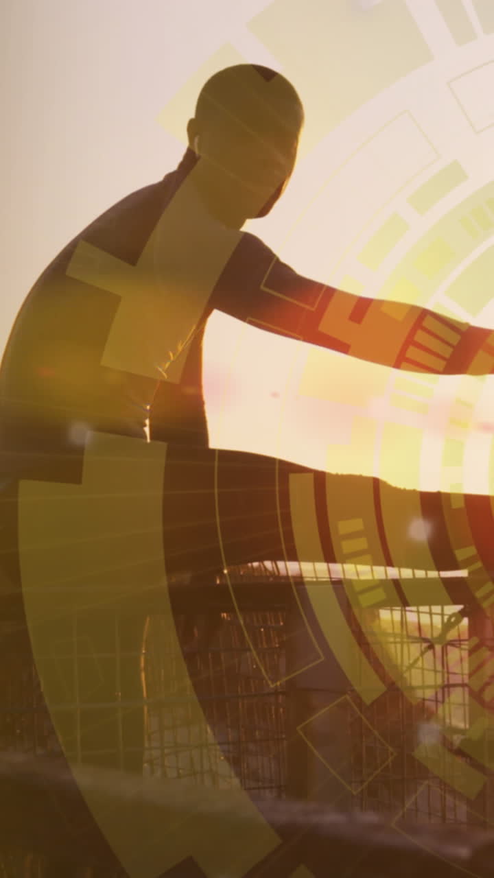 animación de la interfaz digital sobre el hombre que hace ejercicio