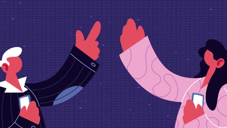 jóvenes modelos de pareja que se comunican con el teléfono inteligente