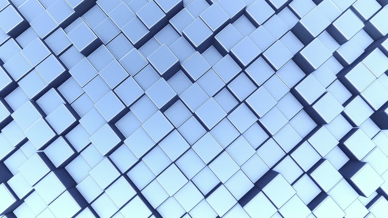 cubos de metal azul 3d de bucle abstracto. bucle sin costuras