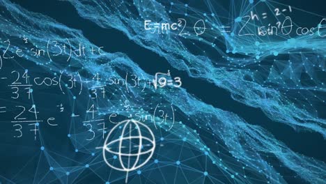Mathematical-equations-floating-against-digital-wave-on-blue-background