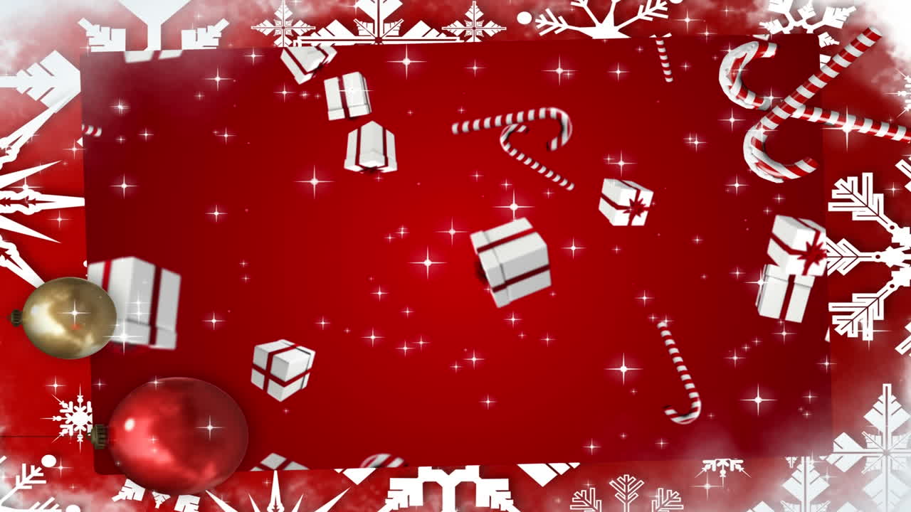 regalos de navidad que caen con el borde de la decoración