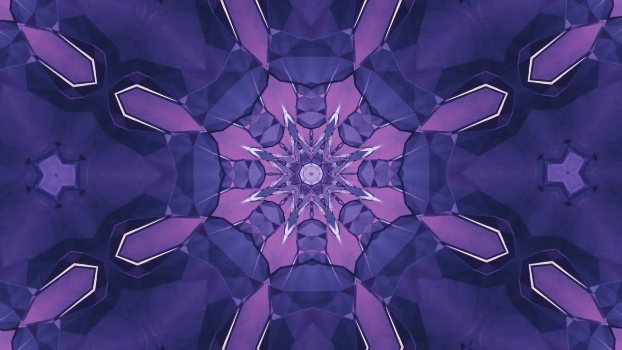 evolución hipnótica del mandala del caleidoscopio, fondo abstracto en bucle sin interrupciones - tonos facetados de púrpura - ideal para relajar la psiquis melódica, fascinantes videos musicales chillout vj de lapso de tiempo