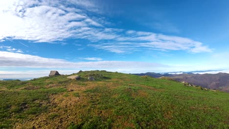 drone footage of summit of monte adi in navarra