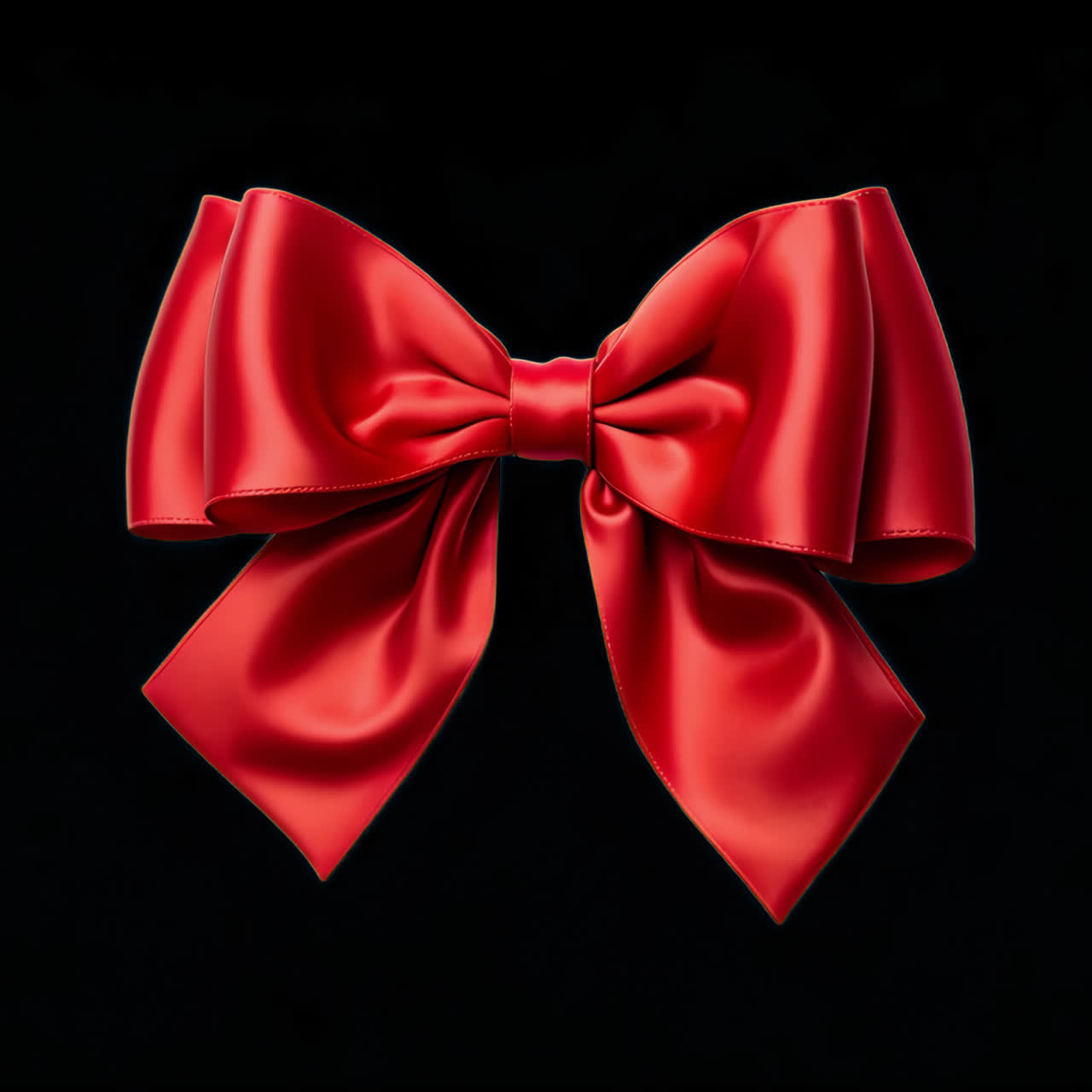 Elegant red satin bow decoration animation isolated asset, transparent 4K video, alpha channel