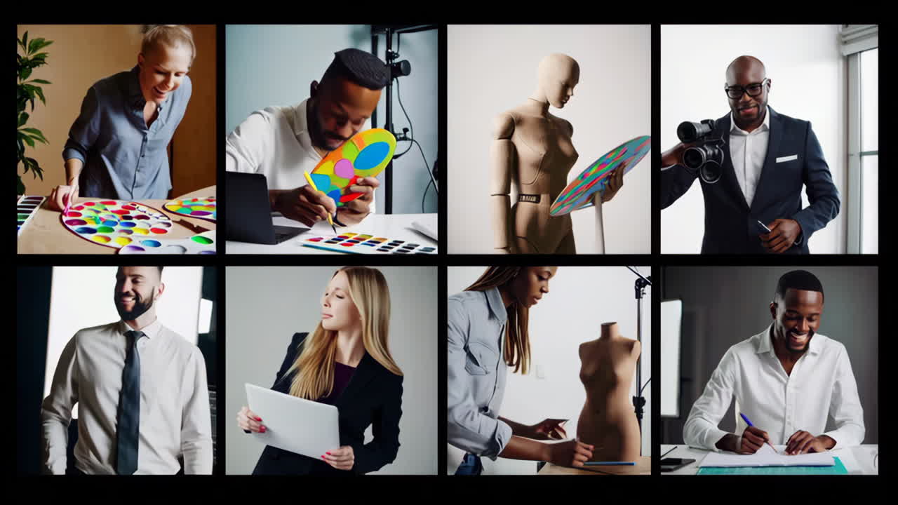 Diverse Group of Fashion Designers and Artists at Work