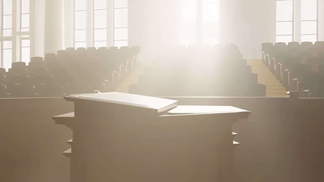 Empty Courtroom or Formal Legislative Chamber Interior