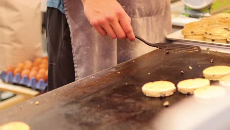 baking welsh cakes on a griddle