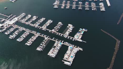 a high-flying drone shot over lake mead, a massive reservoir formed by the hoover dam on the colorado river, that lies on the border of arizona and nevada, just east of las vegas