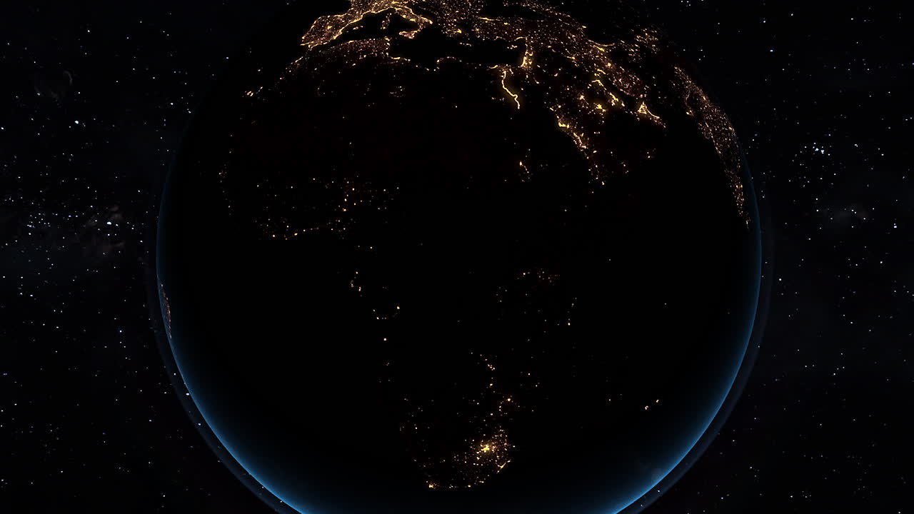밤에는 도시 조명과 함께 우주에서 지구를 볼 수 있습니다.
