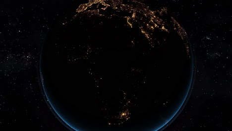 la tierra por la noche desde el espacio con las luces de la ciudad