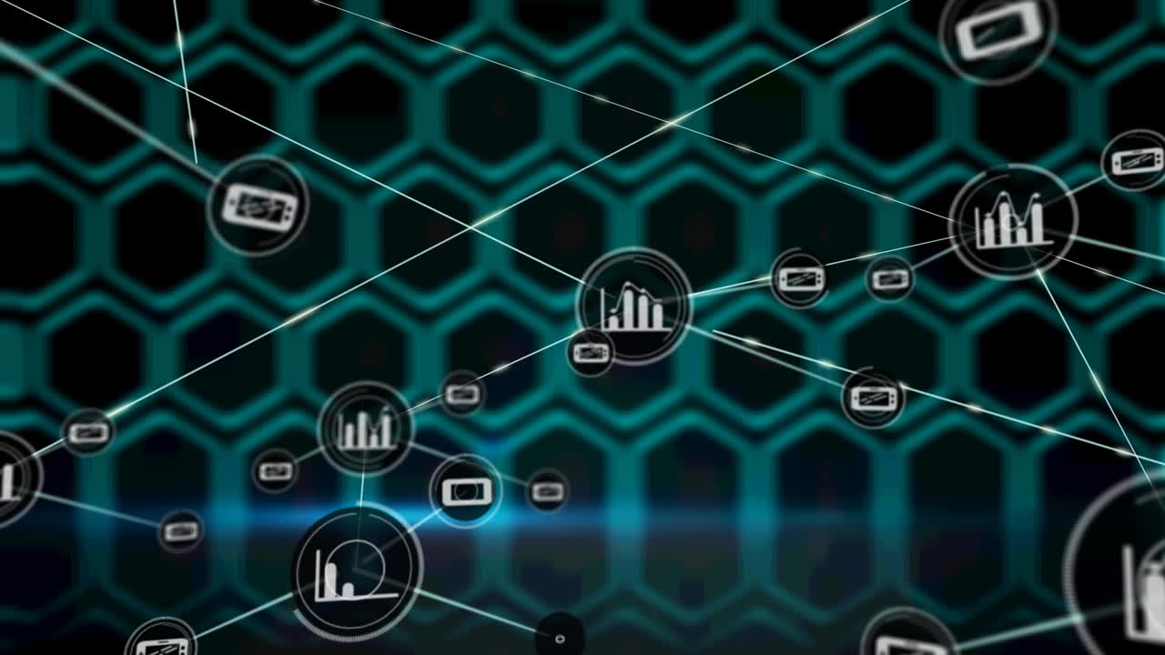 Animation of network of connections on black background