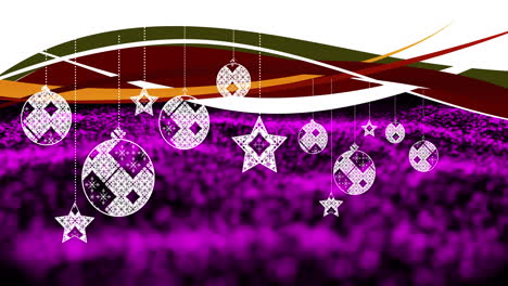 animación de decoraciones navideñas sobre un fondo púrpura