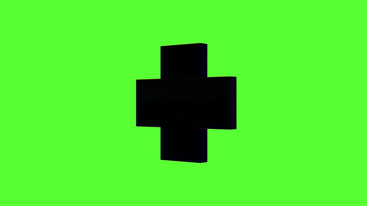 animación - rotación 3d cruz brillante en bucle aislada en el fondo de la llave de croma. imágenes con matte alfa