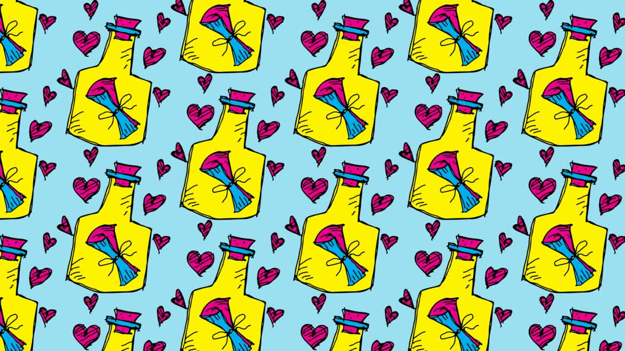 niños dibujando arte pop fondo sin costuras con el tema del mensaje de amor