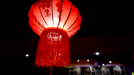 red chinese lanterns in restaurant ceiling