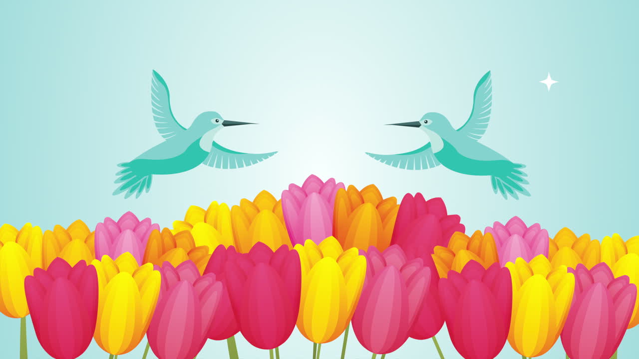 hermosas rosas flores jardín con escena de pájaros