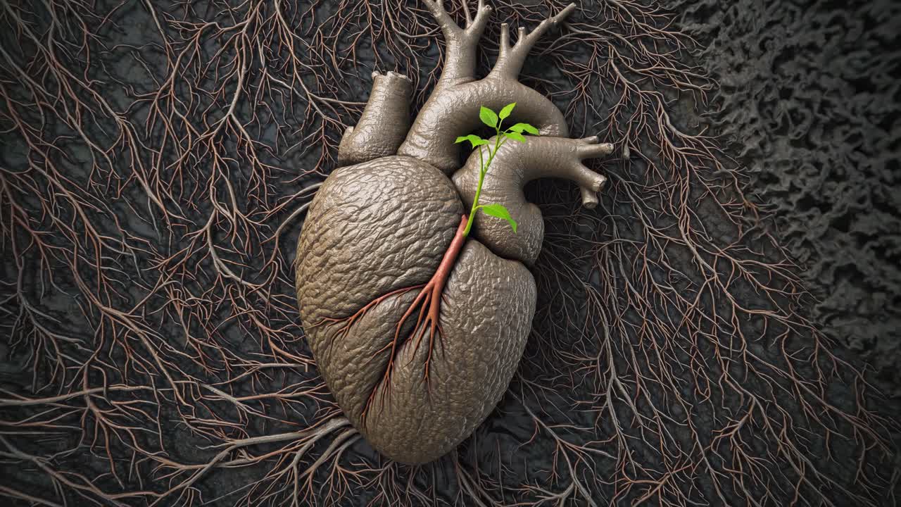Heart Growing Through Roots