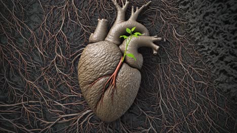 heart growing through roots