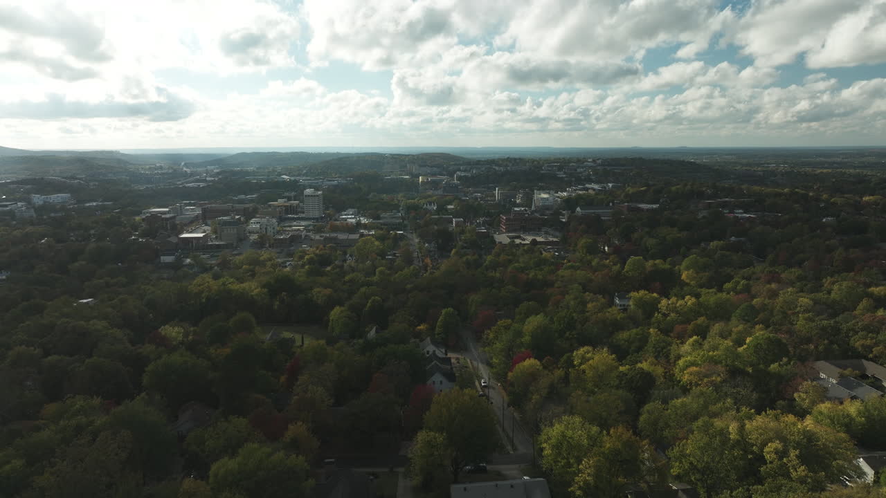 Panoramic View From Above Of Downtown Fayetteville From Mount Sequoyah During Autumn In Arkansas