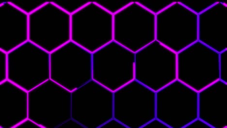 animación de video 4k sin costuras abstract. animación de vídeo de brillo de neón abstracción panal naranja amarillo rojo sobre un fondo negro.