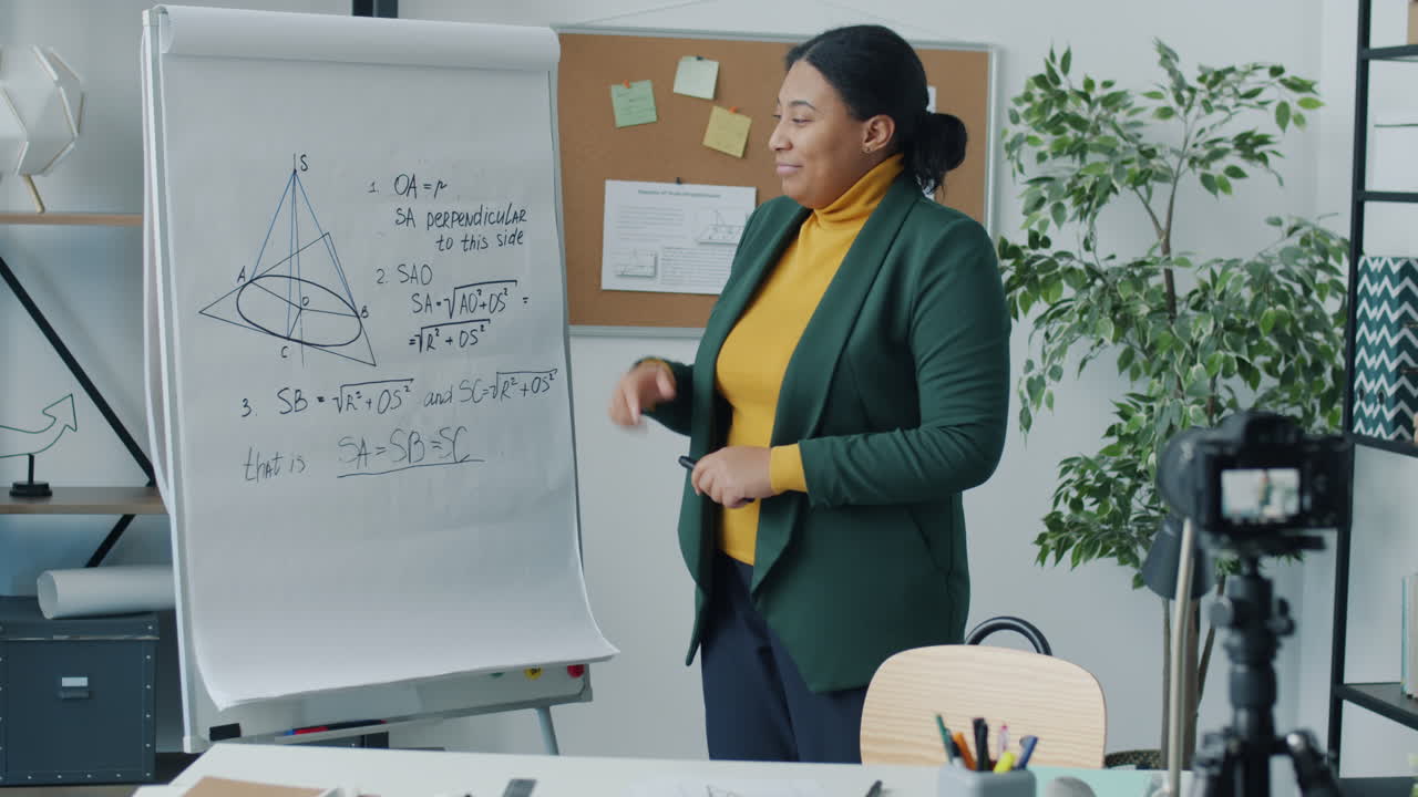 Woman Teacher Giving Online Math Lesson