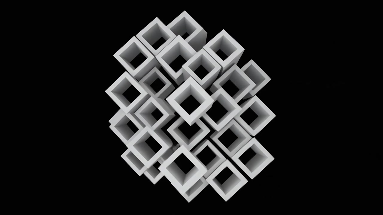 Abstract 3D Animation of Expanding and Contracting White Square Frames