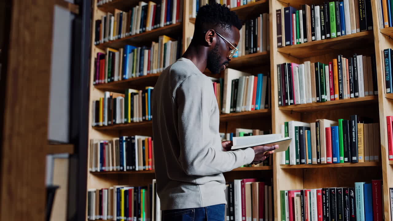Man Reading in a Library