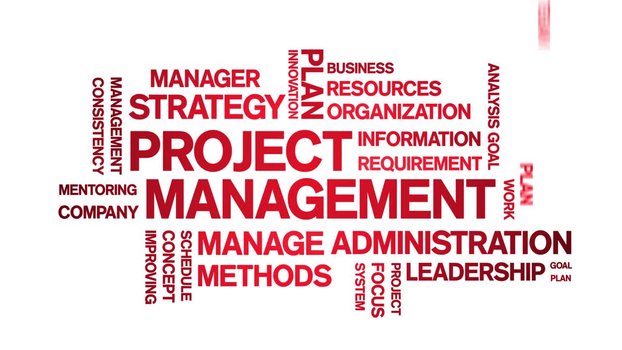 4k Project Management Animated Tag Word Cloud,Text Animation seamless loop.