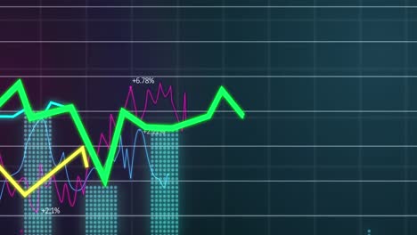 animación del procesamiento de datos financieros sobre un fondo oscuro