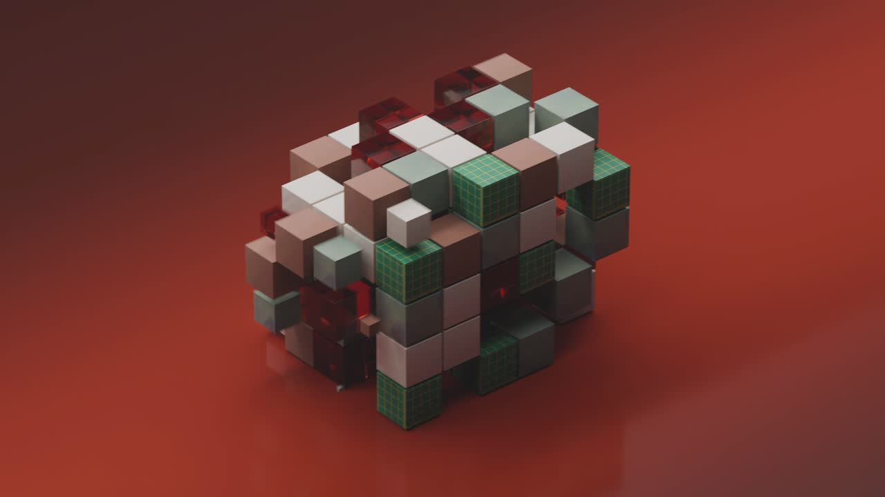Abstract 3D Cube of Voxels