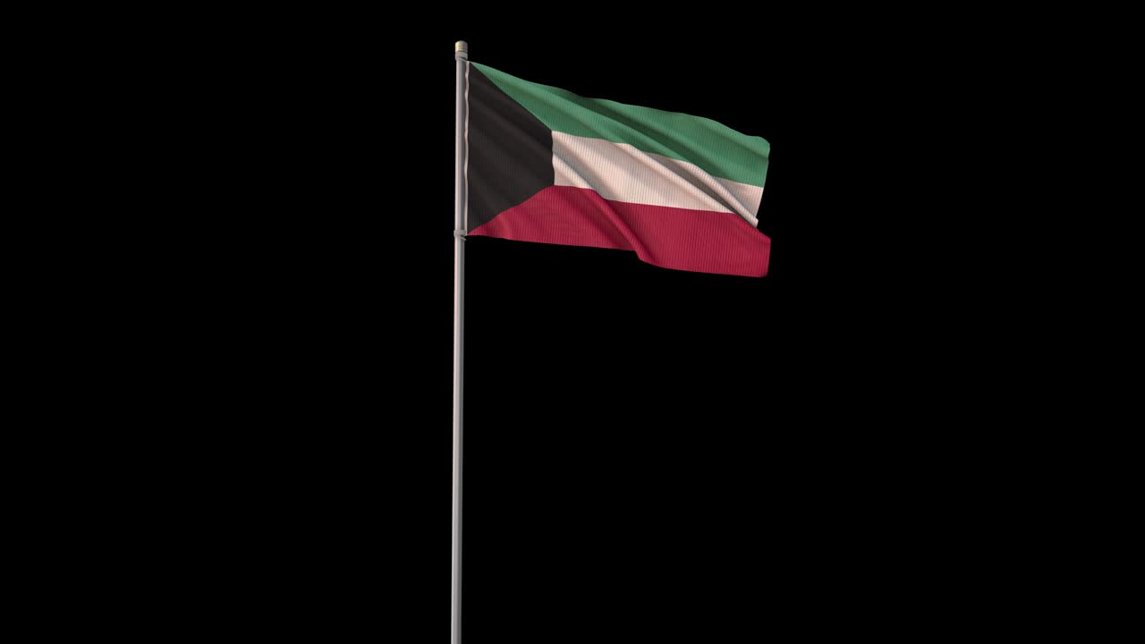 bandera de kuwait con canal alfa, el video 4k es transparente