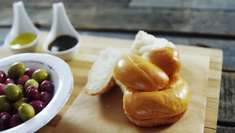 bowl of olives and bread