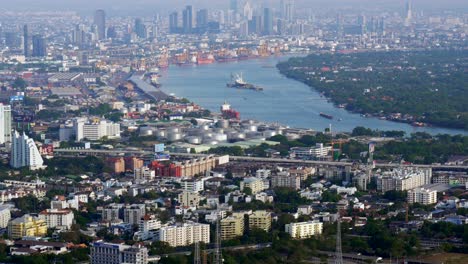 río chao bangkok siam tailandia tiro estático vista desde king tower mahanakhon