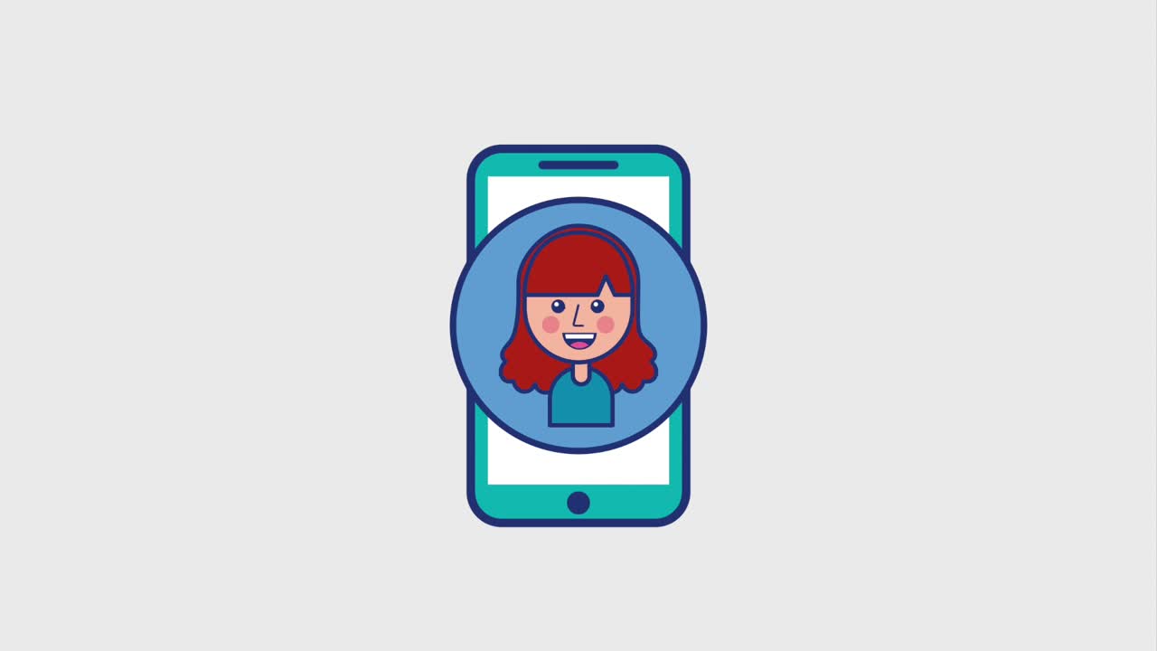 ragazza sorridente sullo schermo dello smartphone