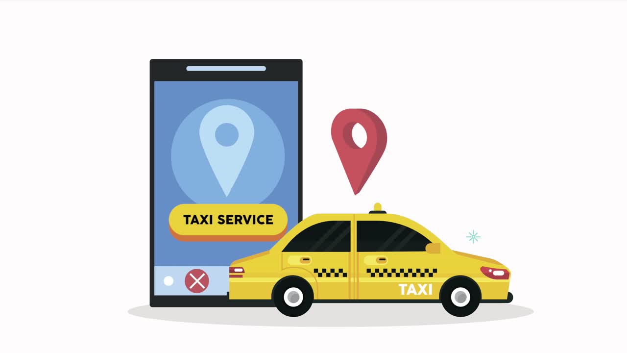 coche de taxi con tecnología de teléfono inteligente