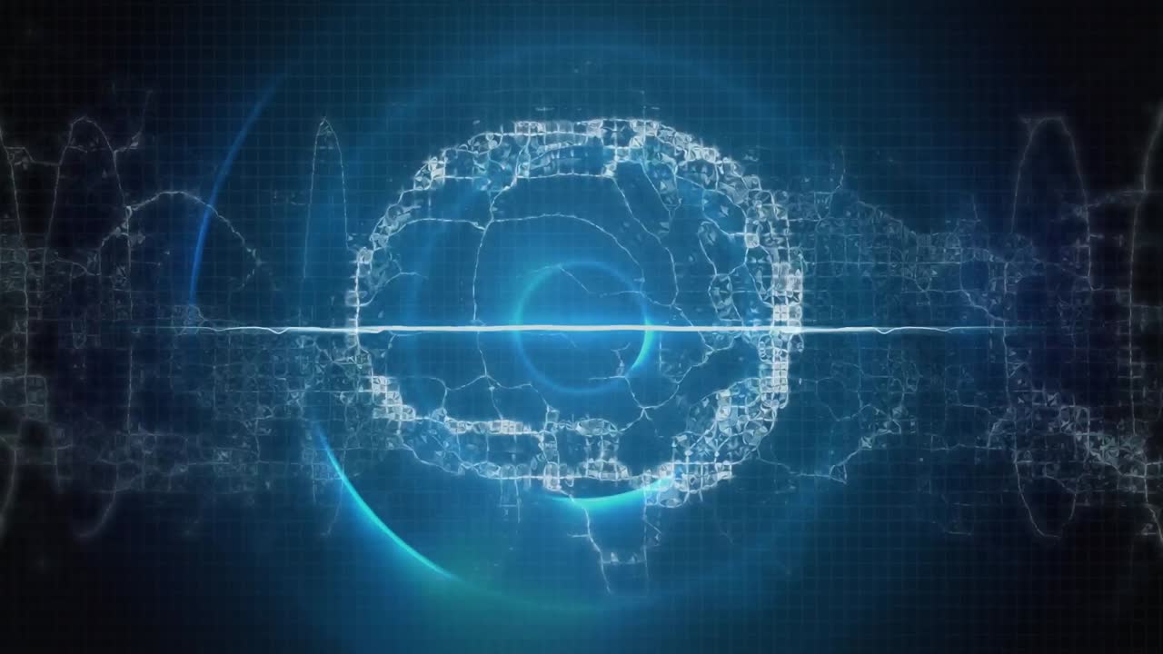 Animation of human brain over blue circles