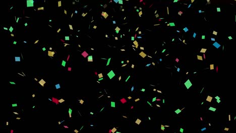 confetti falling animation 4k. celebration birthday party surprise paper  blowout on black background