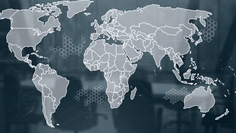 Animación-Del-Mapa-Mundial-Y-Procesamiento-De-Datos-En-Una-Oficina-Vacía