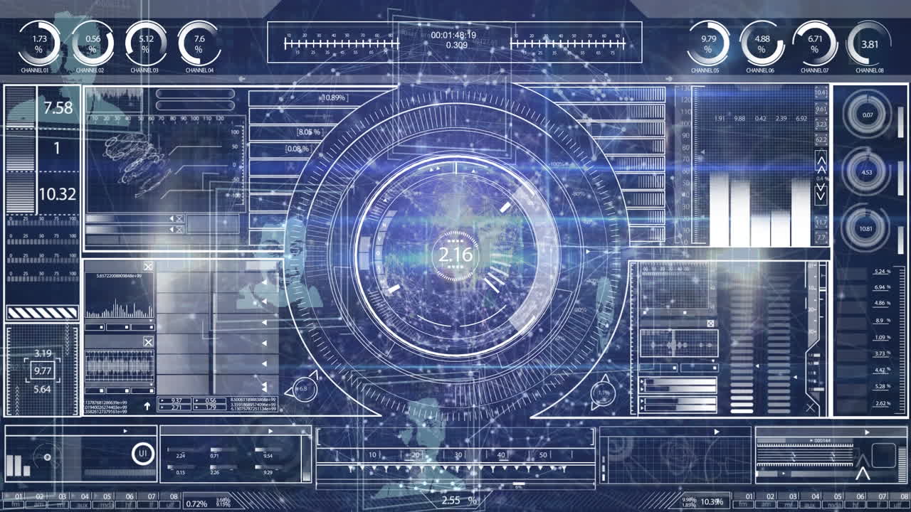 animación del procesamiento de datos en pantalla