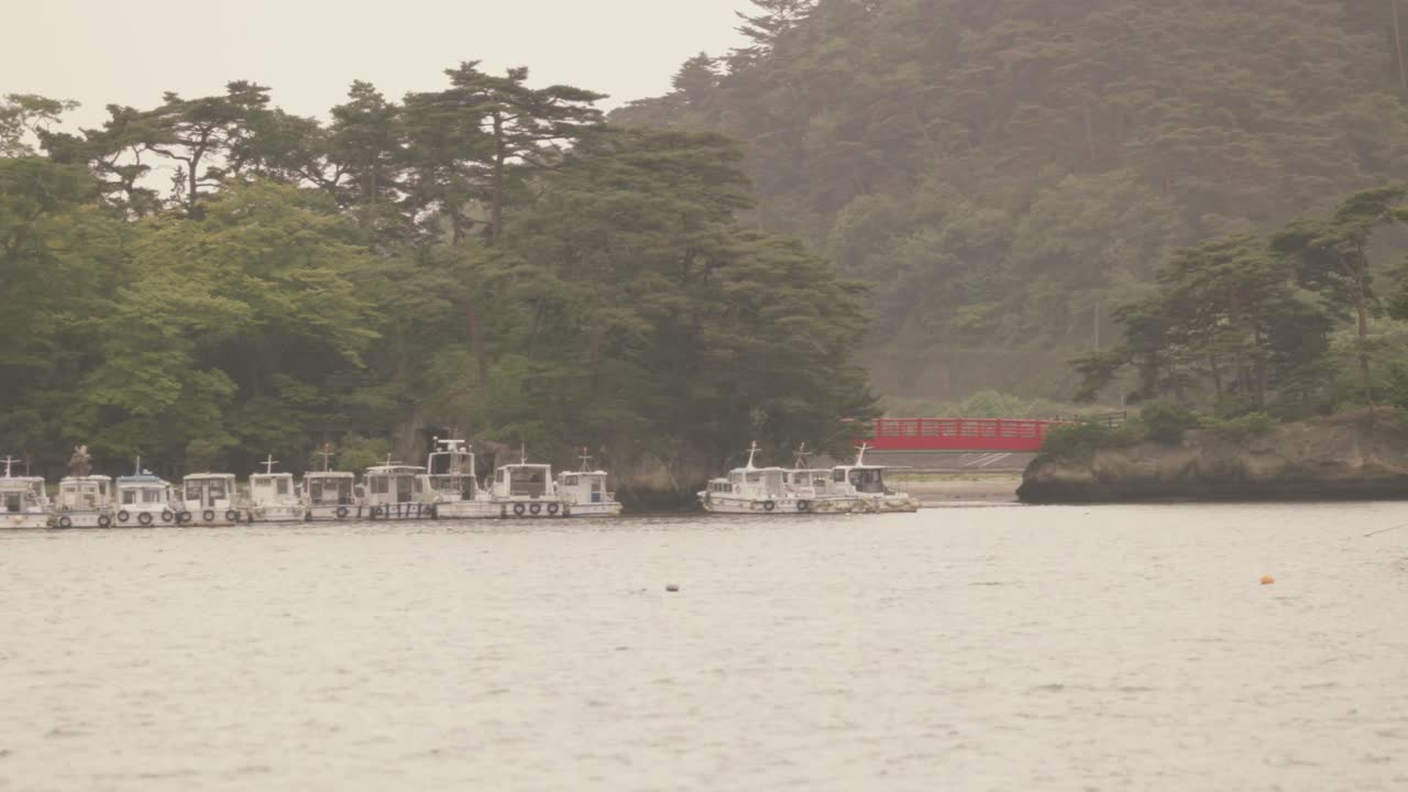 маленький красный мост в заливе мацусима с водой и большим количеством природы